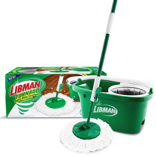 Libman Tornado Spin Mop System | Mop and Bucket with Wringer Set | Spin Mop | Floor Mop | Libman Mop | Mops for Floor Cleaning | Hardwood Floor Mop | 1 Mop Head Included