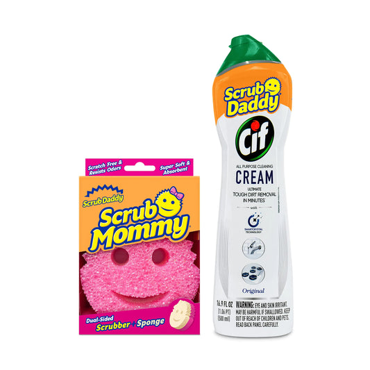 Scrub Mommy + Cif Cream All Purpose Cleaner Original - Cleaning Supplies with Household Cleaning Cream & Non Scratch Sponge - Bathroom Cleaner & Kitchen Cleaner